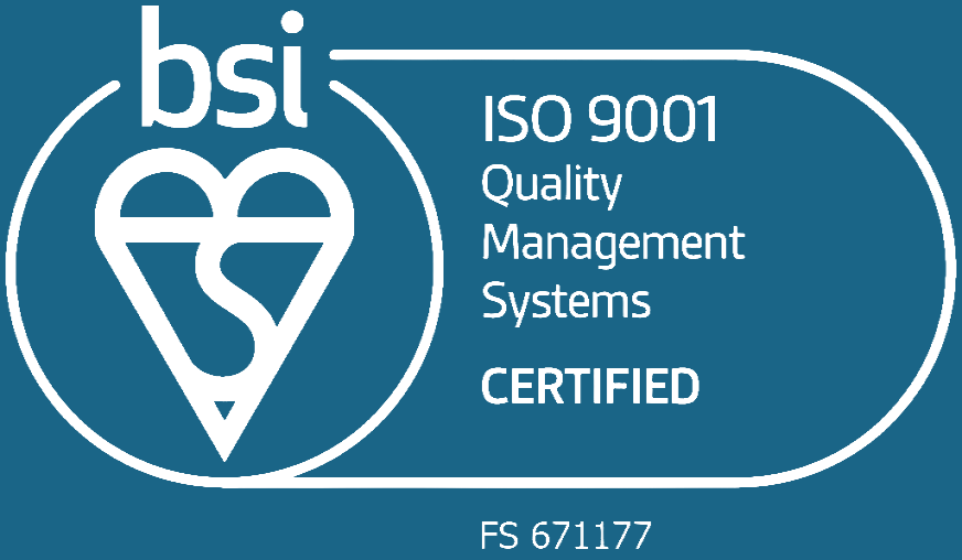 BSI ISO 9001:2015 Quality Management Systems certified, FS 671177